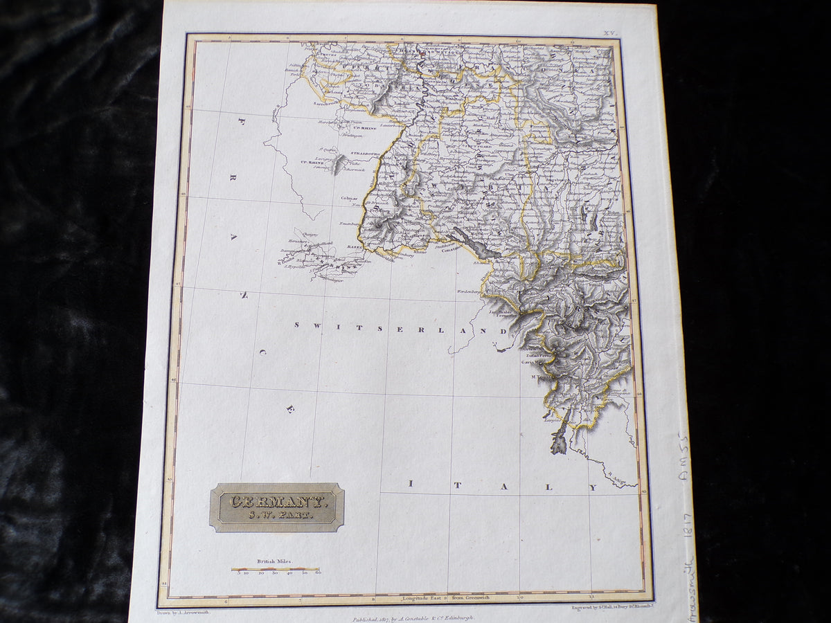 Antique map of Germany SW part