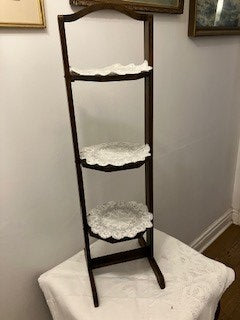 Early twentieth century oak three tier folding cake stand - ideal for afternooon tea with friends.