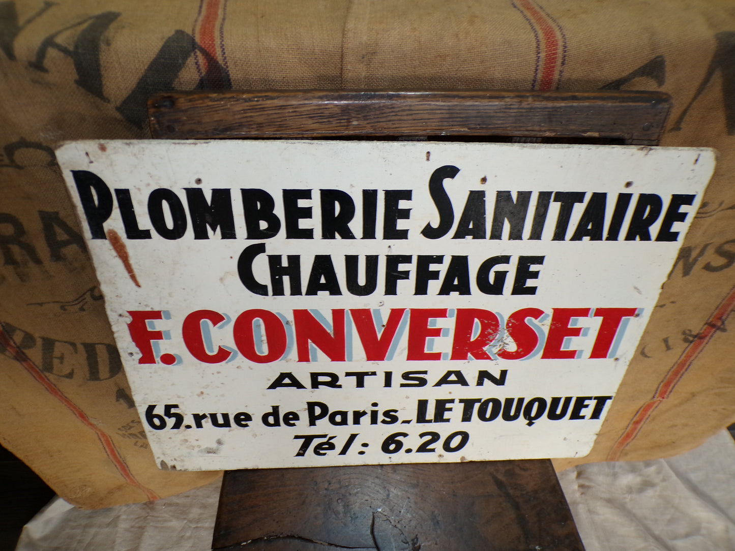 1940s French advertising plumber's board