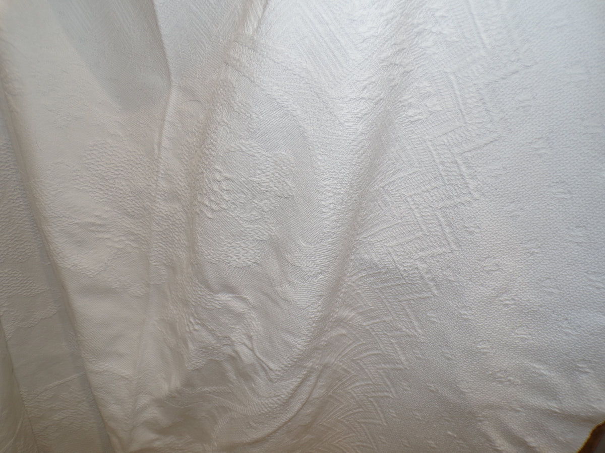 Vintage French white cotton bed throw