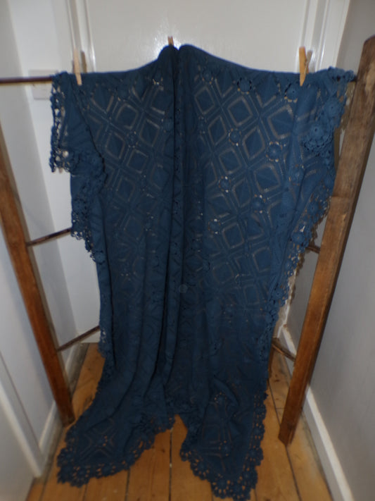 French lace bed throw hand dyed - vintage