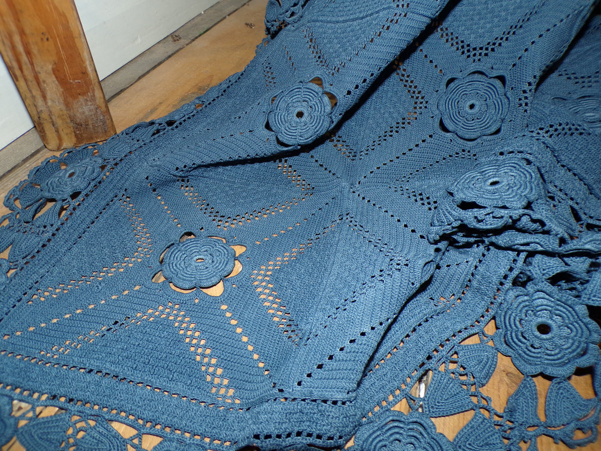 French lace bed throw hand dyed - vintage