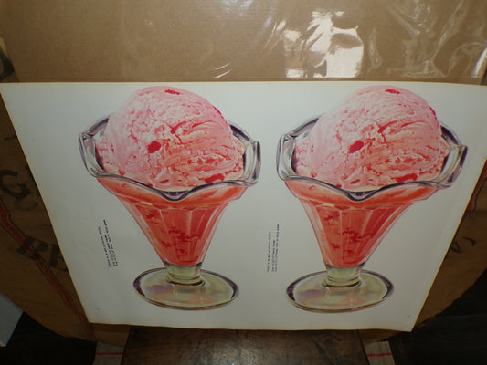 Vintage mid C American ice cream parlor poster