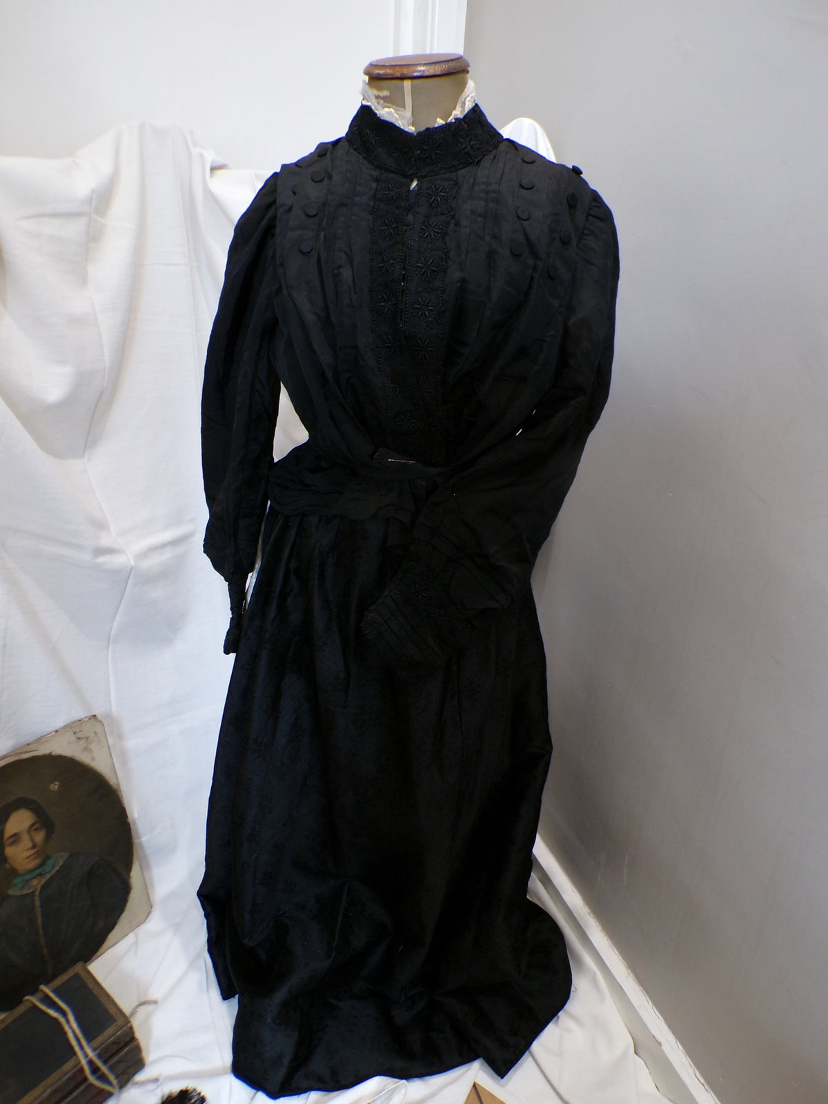 Authentic silk Victorian blouse and matching skirt.