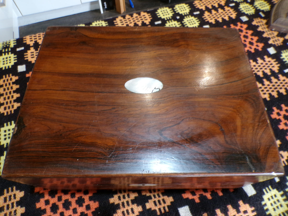 Victorian boxes - one work box, the other a jewellery box