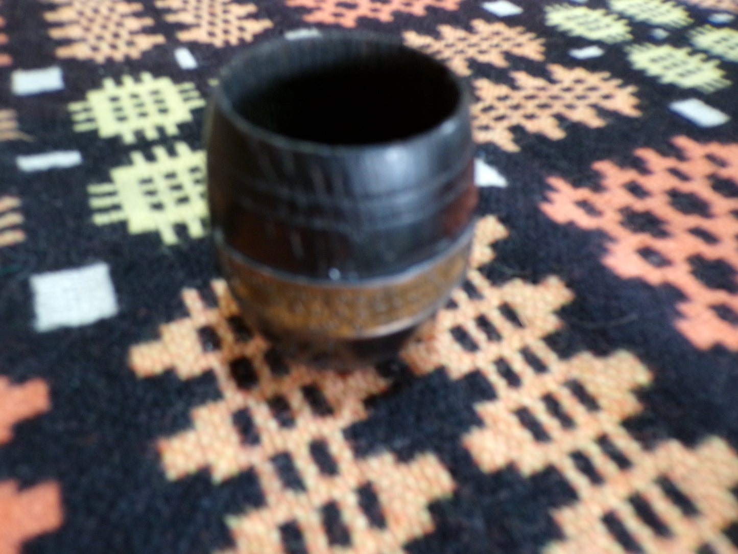 Two treen items - one a small match holder and the other a carved lidded pot