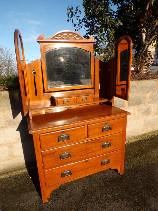 Art Nouveau satin wood dressing table