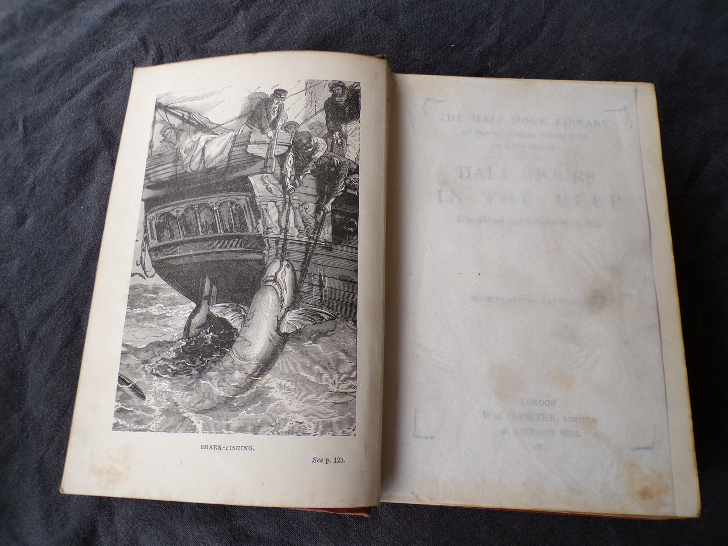 Antique book: 'Half Hours in the Deep' with illustrations