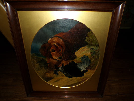 Edwardian hunting oil painting - signed by J Profitt 1909