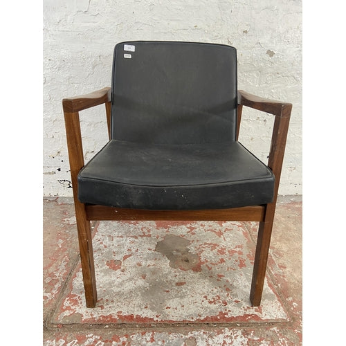 Mid century Danish teak and vinyl armchair