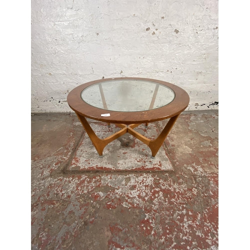 A mid century G Plan style teak and beech circular coffee table