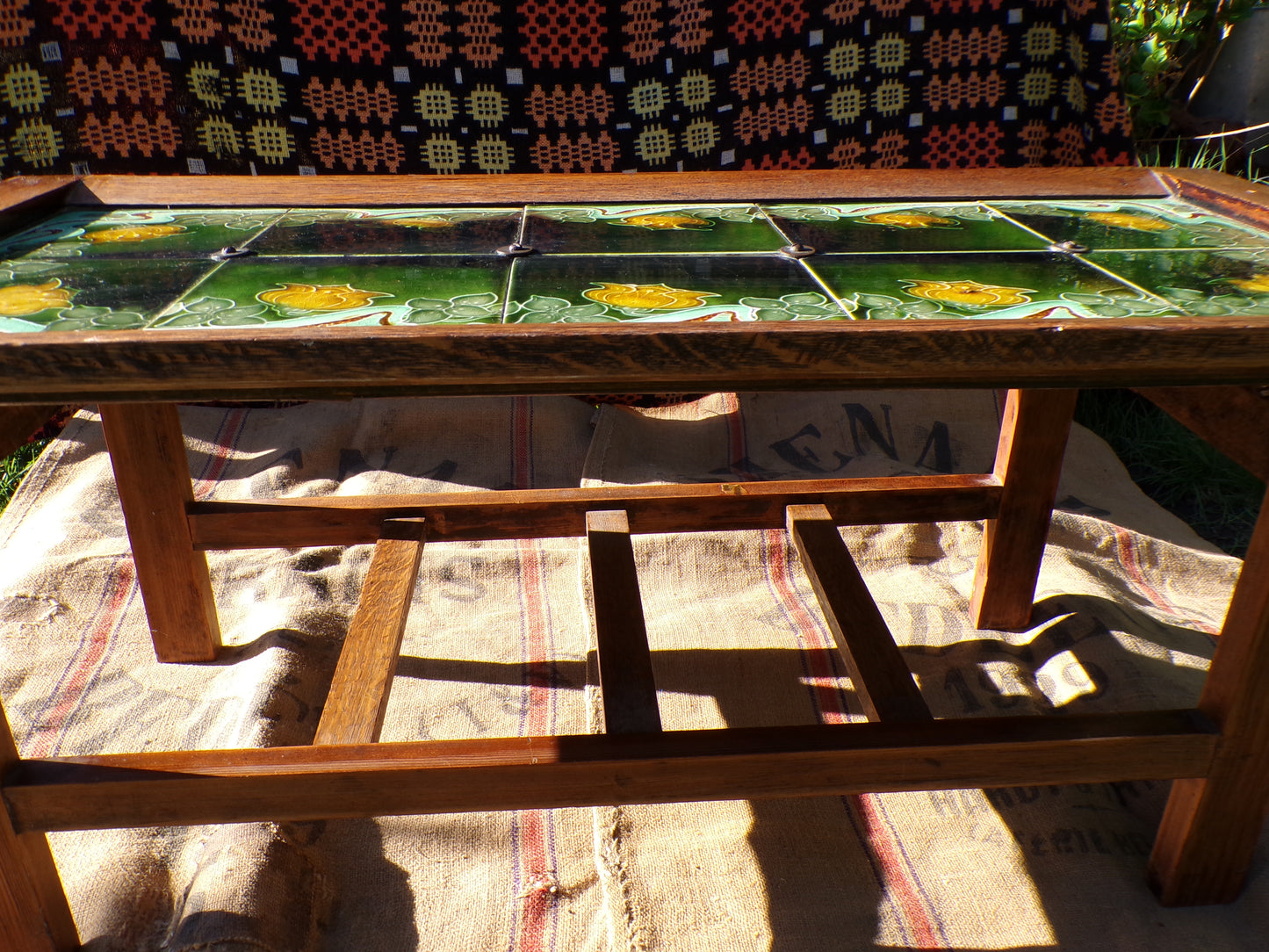 Early twentieth century coffee table with original Nouveau tiles