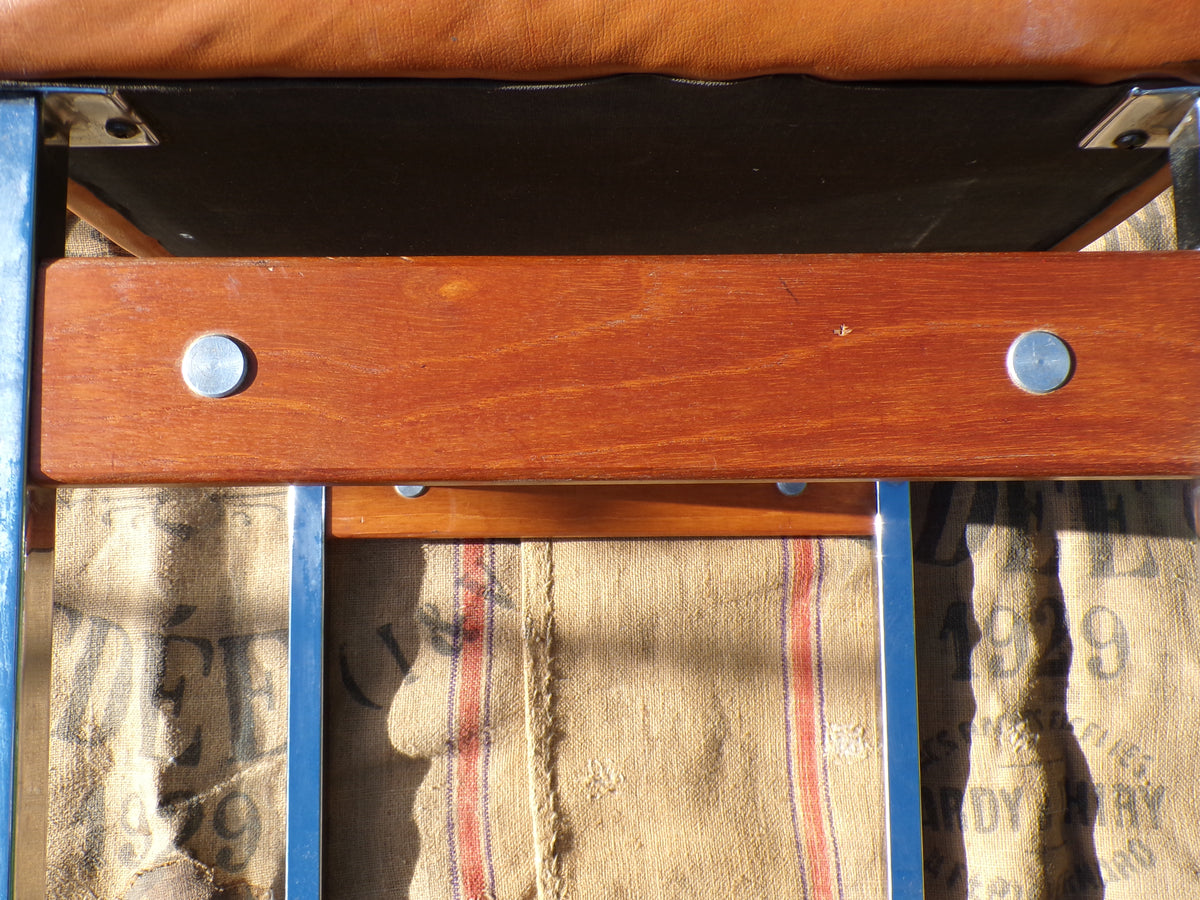 Mid century chrome and faux leather stools