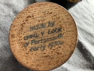 Two vintage pieces of treen. One like a snuff box - although dated to the thirties, and the other a match holder